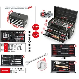 KS Tools Universal-Werkzeug-Satz 1/4"+1/2" CHROMEplus 99-tlg.