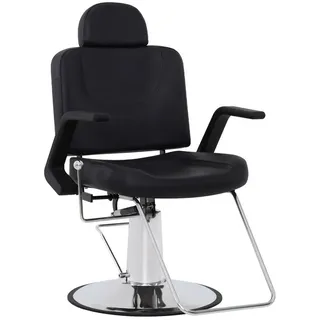 Barberpub Friseurstuhl Mit Kopfstütze, Friseurstühle Mit Hydraulikpumpe 360° Drehbar, Friseureinrichtung Höhenverstellbar, Barber Stuhl Pvc Kunstleder, 8817 (schwarz) - Barberpub