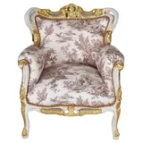 Barock Sessel Antik Armlehnstuhl Polsterstuhl Polstersessel Toile de jouy Stuhl