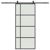 vidaXL Schiebetür mit Beschlag Schwarz 90x205 cm ESG-Glas