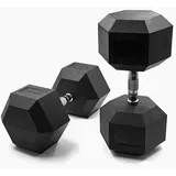 SUPRFIT - Hexagon Kurzhanteln paarweise mit gummiertem Eisenkern - Fitness Gewichte Hanteln 2 x 40 kg mit rutschfestem Chromgriff - Premium Kurzhantel Set für Calisthenics, Krafttraining & Crossfit