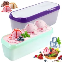 PZJFH 2er-Set Eiscreme Behälter, 1,5L Eisbehälter für Speiseeis, Selbstgemachte Eiscreme Becher mit Deckel BPA-frei für Sorbet Gefrierdosen (Minzgrün+Lila)