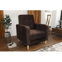 Beautysofa Sessel Bamako (Polstersessel, Cocktailsessel, Wohnzimmer), aus Veloursstoff, Loungesessel mit Holzbeine braun