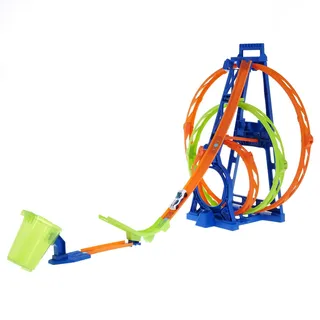 Hot Wheels Bahn Triple Looping, Autorennbahn Bauset für Hot Wheels Autos, mit 3 Looping Tracks, inkl. 1 Spielzeugauto, zusammenklappbar, Auto Spielzeug, Spielzeug ab 6 Jahre, HMX38