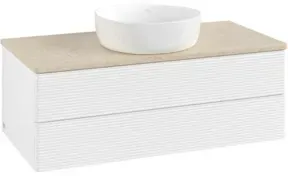 V&B Waschtischunterschrank mit Frontstruktur -Beleuchtung Antao 100x36x50cm, WBP-farbe botti., wh. m Lac