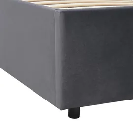 Juskys Polsterbett Savona 140x200 cm mit Matratze, Samt-Bezug, bis 250kg - Dunkelgrau