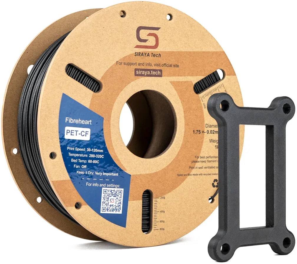 Siraya Tech - PET-CF, Farbe: Schwarz, Filamentgröße: 1.75mm, Gewicht: 1 kg