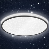 B.K.Licht - LED Deckenlampe mit Sternenhimmel, neutralweiße Lichtfarbe, 18 Watt, 1800 Lumen, LED Deckenleuchte, Lampe, Wohnzimmerlampe, Schlafzimmerlampe, Küchenlampe, 33x6,4 cm, Schwarz