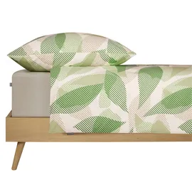 SCHIESSER Lea Renforcé Grün 135 x 200 cm + 80 x 80 cm