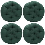 Tutamaz 4er Set Stuhlkissen Rund, Bequemes Sitzkissen 40x40x3cm, Bodenkissen Rund, Stuhlauflage für Indoor und Outdoor für Esszimmer, Wohnzimmer, Studierzimmer (Grün)