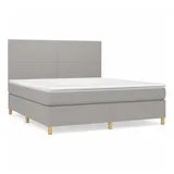 vidaXL Boxspringbett mit Matratze Hellgrau 180x200 cm Stoff