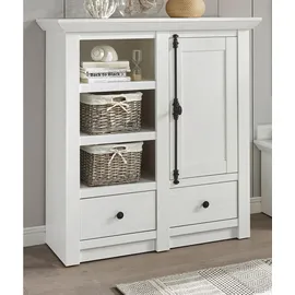 furn.design Kommode "Hooge" in Pinie weiß Landhaus 105 x 115 cm, Sideboard - Weiß