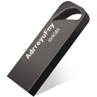 USB Stick 64GB, Pen Drive 64GB Mini Flash Laufwerk USB 2.0 Wasserdicht Tragbarer Speicherstick Metall Memory Stick für Laptop, PC usw (Grau)