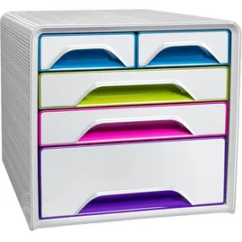 CEP Schubladenbox Smoove weiß/bunt 1072130921, DIN A4 mit 5 Schubladen, 1 St.