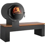 KANUK | Kaminofen Kanuk - Bank | Buchenholz / Goldenteak | 8 kW