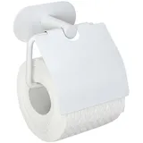 Wenko Turbo-Loc® Toilettenpapierhalter mit Deckel Orea White matt, aus rostfreiem Edelstahl, Befestigen ohne Bohren, weiß