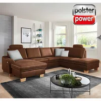 polsterpower Wohnlandschaft - braun - mit Funktionen - Canape links