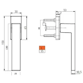 MS Beschläge Fenstergriff Rasterolive Fensterolive Aluminium 45° Rasterung exklusives Design Weiss RAL 9016