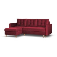 Beautysofa Ecksofa Sigurd, im skandinavischen Stil, Polsterecke mit Schlaffunktion und Bettkasten, 226 cm Ecke für Wohnzimmer rot