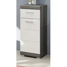 inn.furn Kommode Weiß Hochglanz grau Badschrank - Weiß, Grau