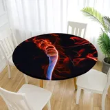 Morbuy Rund Tischdecke Elastisch, Flamme Drucken Rund Tischdecken Wasserdicht Abwaschbar Abwischbar Lotuseffekt Tischtuch für Dekoration Küchentisch Garten Outdoor (90cm,Rote Rose)