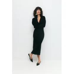 Gina Tricot - knitted button down dress - Strickkleider - Schwarz - XL - Dame - Schwarz - XL