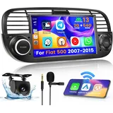 [2+64GB] Android 13 Autoradio, für FIAT 500 (2007-2015), Carplay AndriodAuto Wireless, Bildschirm Touchscreen 7 Zoll Autoradio, Bluetooth Navi WiFi HiFi RDS FM SWC Mic Rückfahrkamera