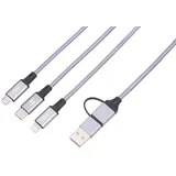 Callstel Ladekabel: 5in1-Schnellladekabel USB-A/C zu USB-C/Micro-USB/Lightning, 60 cm, 3 A (Ladekabel USB, Handy Schnellladekabel, Kfz Ladegerät)