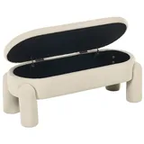 OKWISH Polsterbank Aufbewahrungsbank aus Chenille mit Stauraum (Polsterbank Bettbank Sitzbank, Rutschfeste Sitzbank mit Holzrahmen, für Flur & Schlafzimmer) beige