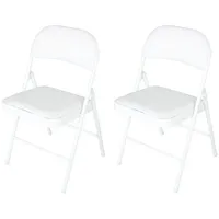 Hti-Living Klappstuhl Wedigo Kunstleder Weiß-Weiß 2er-Set
