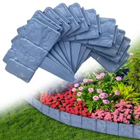 Rasenkante Kunststoff Steinoptik,5m Beetumrandung Mähkante Randsteine aus Kunststoff, Beeteinfassung Gartenzaun,L 25 x H 23cm, 20 Stücke, Anthrazit (Anthrazit, 5m-20pcs)