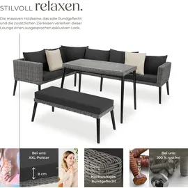 Tectake tectake® Rattan Lounge mit Aluminiumgestell hochwertiges Geflecht