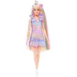 Barbie Fun&Fancy Puppe mit Accessoires, Modepuppe mit extra langem blondem Haar und 2 Looks