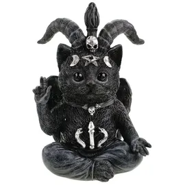 Kremers Schatzkiste Baphomet Katze Schwarz/Silber 19 cm Dekofigur Polyresin Okkult Gothic Geschenk