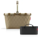 reisenthel Carrybag Frame Rhombus Olive + Organizer Black - Funktionaler Taschen-Organizer: Für noch mehr Ordnung in Ihrer reisenthel Einkaufskorb