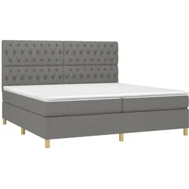 vidaXL Boxspringbett mit Matratze & LED Dunkelgrau 200x200 cm Stoff