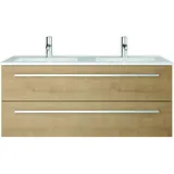 Sieper I Waschtischunterschrank 120 x 50 cm mit Doppelwaschtisch, Libato Badmöbel, Badezimmerunterschrank I Eiche Natur