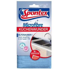 Spontex Microfibre Küchenwunder 3D Mikrofaser-Pad mit Schwammkern, ideal für alle Küchenoberflächen, effizient gegen Schmutz und Fettrückstände, 1 Stück