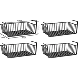 COITROZR 4 Stück Hängekorb Küche, Hängekorb aus Metall, Unter Schrank Lagerung Organizer, Schrankkörbe, Allzweckkorb Aufbewahrungskorb für Schreibtisch, Bad, Vorratskammer, Schwarz, 36x25x14cm