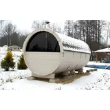 JVmoebel Fasssauna Saunafass Gartensauna Edelstahl Weiß Wellnessfass Naturfasssauna, (1-St) Made in Europe weiß