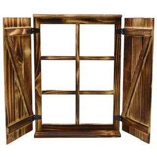 UNUS Sprossenfenster mit Fensterläden 63 x 4 cm braun