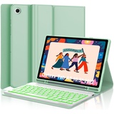 IVEOPPE Samsung Galaxy Tab A8 Hülle mit Tastatur, Samsung Tab A8 Tastatur 10.5" 2022/2021, QWERTZ Deutsches Layout Tastatur mit Stifthalter für Galaxy Tab A8, Minzgrün