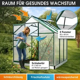 Brast Gewächshaus Alu Grün HKP 6 mm 3,61 m2