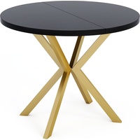 Runder Ausziehbarer Esstisch - Loft Style Tisch mit Metallbeinen - 100 bis 180 cm - Industrieller Quadratischer Tisch für Wohnzimmer - Golden - Sc...