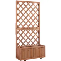 Outsunny Hochbeet Pflanzkasten mit Rankgitter 72,5 x 31,5 cm Tannenholz Beige