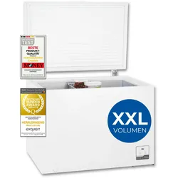 Exquisit Gefriertruhe, Tiefkühltruhe, 2-in-1 Gerät, 292 Liter, Kühlfunktion, 4-Sterne-Gefrieren, Alarm-Funktion, LED-Display, GT300-050C weiss