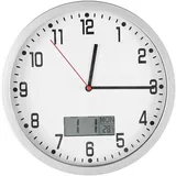 HERCHR Funk-Wanduhr Digital, Lautlos Wanduhr Mit Datum Und Temperatur, Analoge Wanduhr Mit Digitalem Thermometer LED-Anzeige Für Küche Wohnzimmer Schlafzimmer Badezimmer 25cm