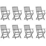vidaXL Klappbare Gartenstühle 8 Stk. mit Kissen Massivholz Akazie