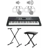 FunKey 61 Edition Touch Keyboard Set - 61 Tasten - Touch Response - 300 Sounds & 300 Rhythmen - Begleitautomatik und Lernfunktionen - inkl. X-Stativ und Hocker - schwarz