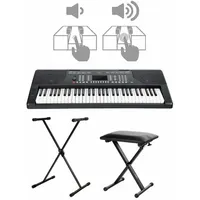 FunKey 61 Edition Touch Keyboard Set - 61 Tasten - Touch Response - 300 Sounds & 300 Rhythmen - Begleitautomatik und Lernfunktionen - inkl. X-Stativ und Hocker - schwarz